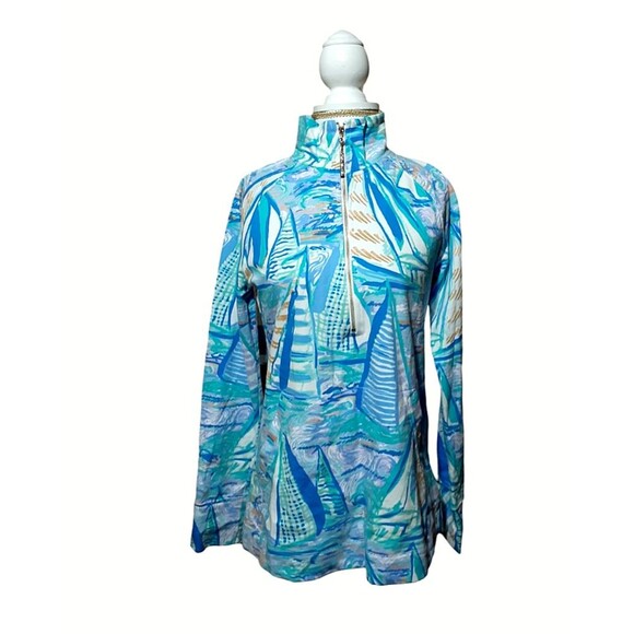 Lilly Pulitzer Women's Sailboat Skipper Popover Long Sleeve Blue Multi Sz XS - Picture 5 of 8